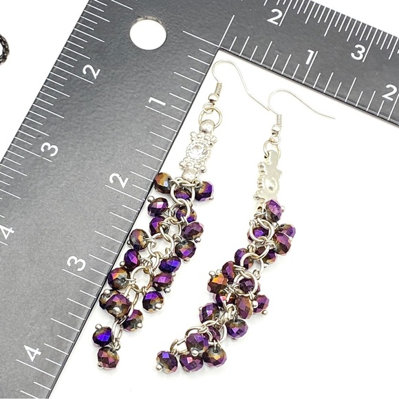 Purple AB Faceted Beads Long Shoulder DusterPierced Earrings - Picture 6 of 9